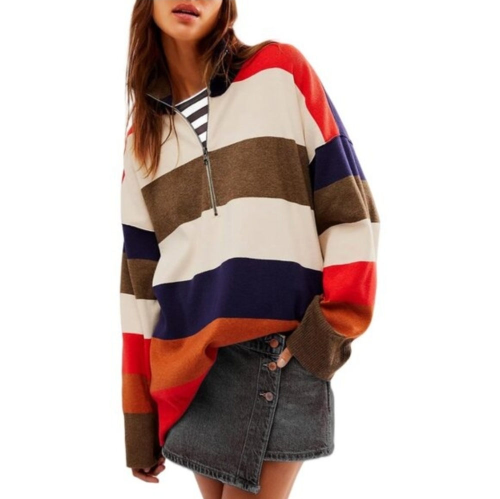 Free People Coastal Stripe Pullover Set Sale Combo Women's Size XS/TP Oversized